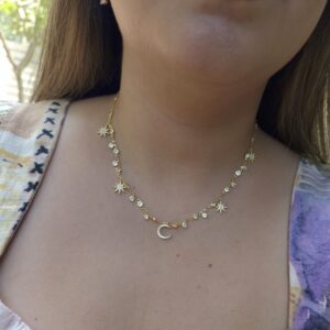 Moon and multi stars necklace
