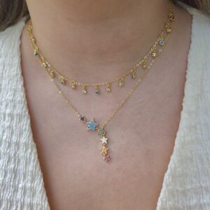 Colourful multi stars necklace