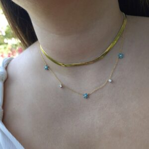 Delicate blue flowers necklace