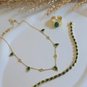 Emerald pear necklace